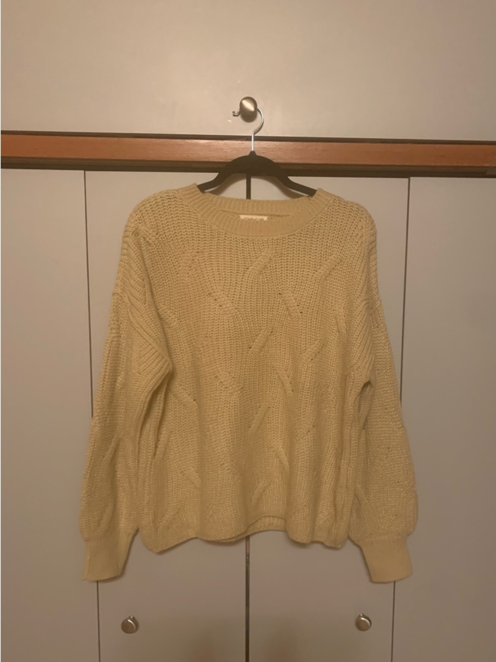 Cream Cable Knit Women's Sweater size Large by Poof Apparel